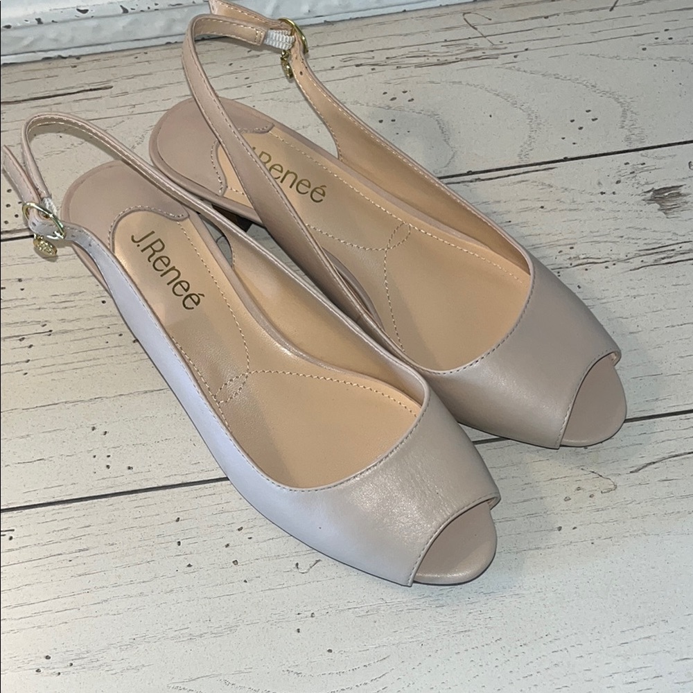 J.Renee Nude-Tan  Peep-Toe Heels with Slingback
